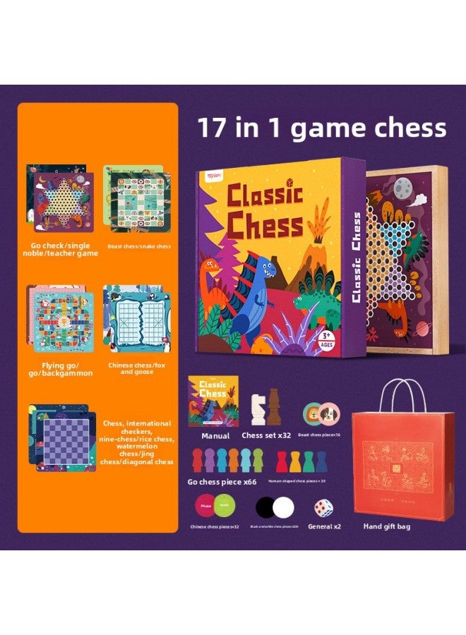 Chess Encyclopedia Flight Chess Checkers Five Pieces Chess and Cards Toys Multi-functional Chessboard Children's Birthday